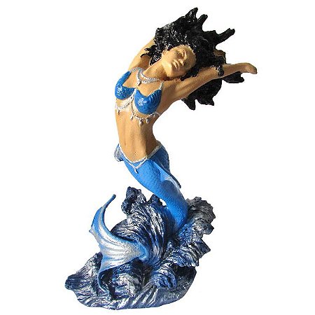 Estátua Orixá Iemanjá Branca Sereia 24cm