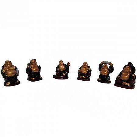 Jogo de 6 Mini Budas em Pé P 3cm