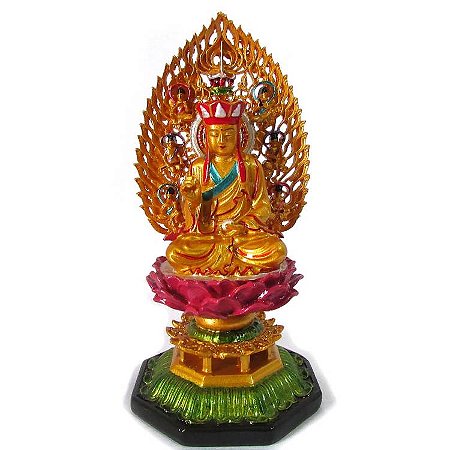 Estátua Buda Dourado na Flor de Lótus 17cm