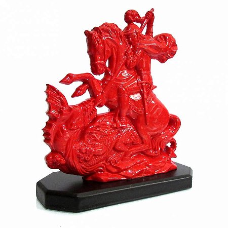 Estátua São Jorge Vermelho na Base 14cm