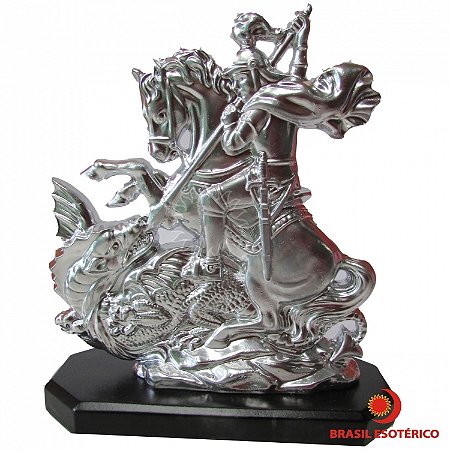 Estátua São Jorge Cromado na Base 14cm