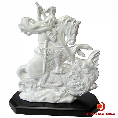 Estátua São Jorge Branco na Base 14cm