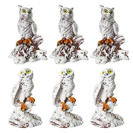Jogo com 6 Mini Corujas da Neve 6cm - Modelo A