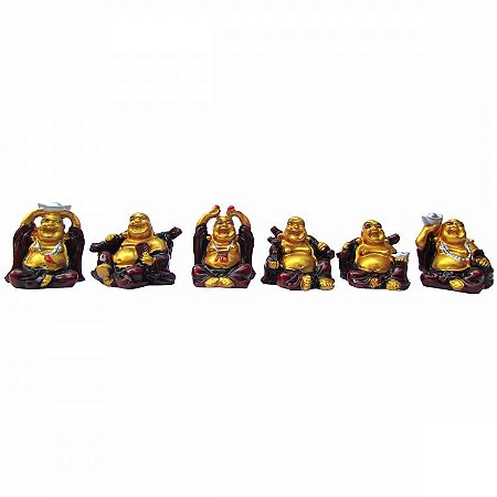 Estátua Jogo de 6 Mini Budas Sentado P 3cm