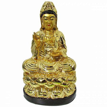 Estátua Kuan Yin Dourada 23cm