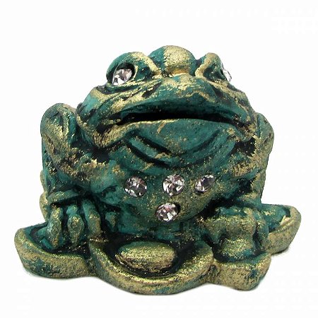 Estátua Sapo Kaeru da Fortuna com Cristais P 3cm