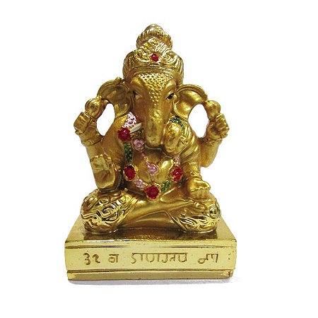 Estátua Ganesha PP 7cm Base Dourado
