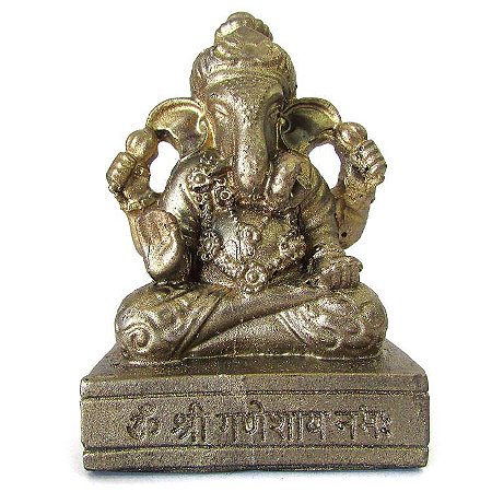 Estátua Deus Ganesha 7,5cm - Ouro Velho