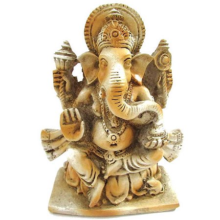 Estátua Ganesha 11cm - Bege