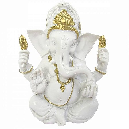 Estátua Ganesha 11cm - Branco