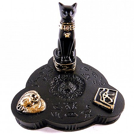 Incensário Gato Bastet Na Base 8cm