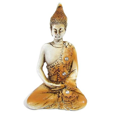 Buda Tibetano com Strass 8cm - Bege