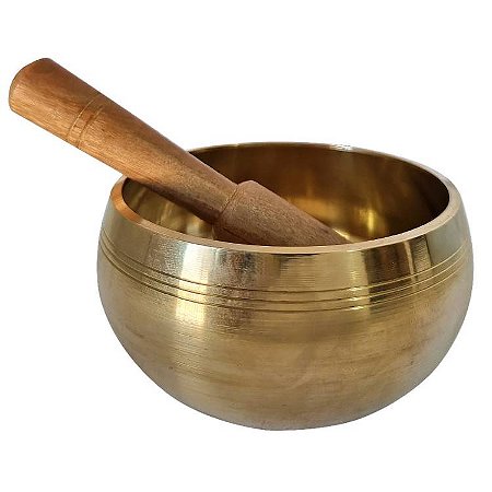 Tigela Tibetana 7 Metais com Buda 10cm - Dourada Lisa