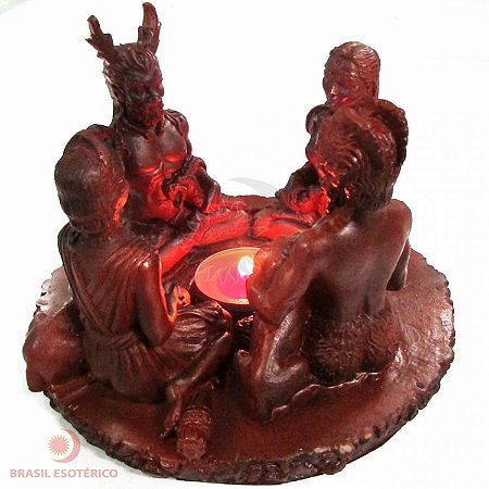 Estátua e Castiçal Círculo dos Deuses 11cm - Vermelho
