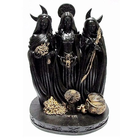 Estátua Deusa Tríplice 28cm Wicca - Preta