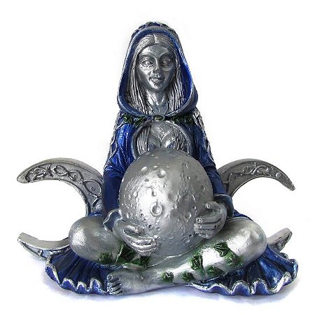 Estátua Deusa Gaia Mãe Terra Triluna Wicca 13cm - Azul