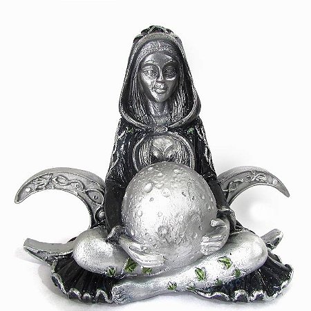 Estátua Deusa Gaia Mãe Terra Triluna Wicca 13cm - Preto