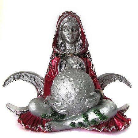 Estátua Deusa Gaia Mãe Terra Triluna Wicca 13cm - Vermelho