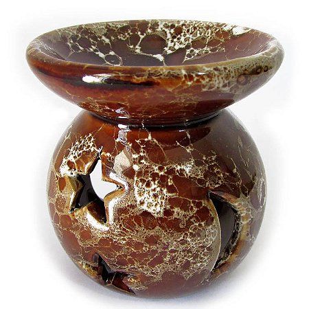 Rechaud Difusor Lua e Estrelas 8cm - Marrom