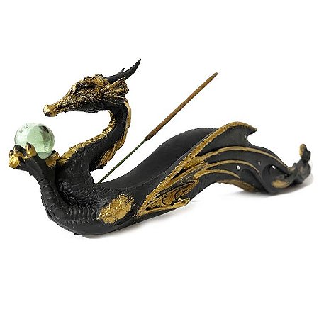 Incensário Dragão Celestial Black Gold 31cm - Bolinhas Cores Sortidas