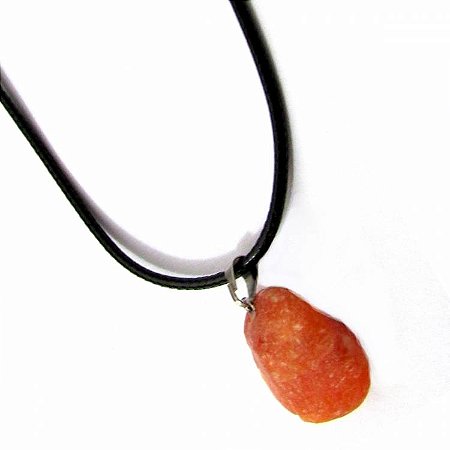 Colar de Pedra Rolada e Cristal - Calcita Laranja