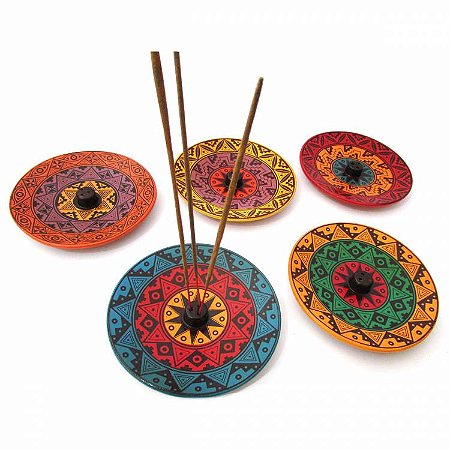 Incensário Peruano Artesanal G 14 cm - Cores Sortidas