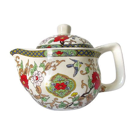 Chaleira com Flores Vermelhas 12cm