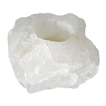 Porta Vela de Quartzo Branco Cristal - Pedra Natural