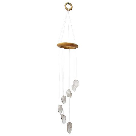 Móbile de Cristal Transparente 50cm - 7 Cristais Naturais