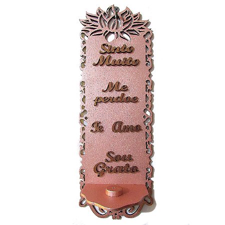 Incensário de Parede em MDF Ho'oponopono 26cm - Rosa