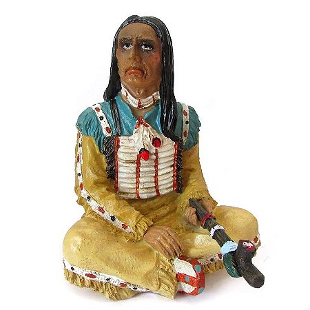 Índio da Aldeia com Cachimbo da Paz 14cm