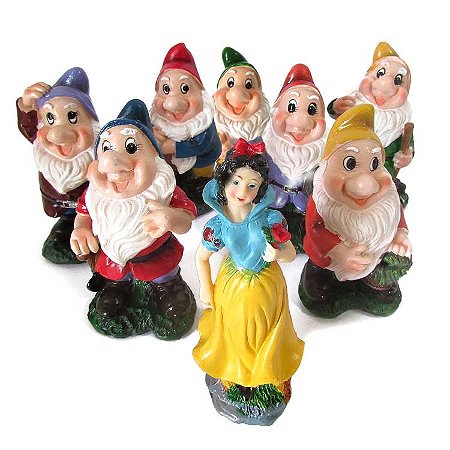 Kit Estátua Branca de Neve e os 7 Anões em Resina
