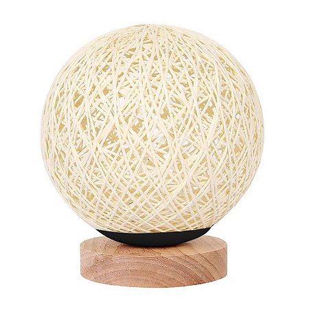 Abajur Decorativo Bola de Fios de LED USB 17cm - Bege