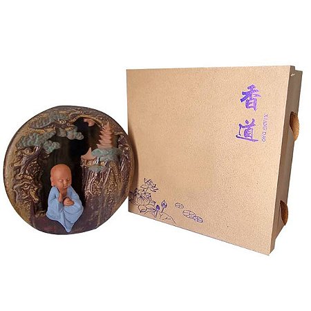 Incensário Cascata Monge Zen 19cm - Importado com Caixa Decorativa