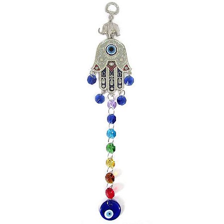 Móbile Mão Hamsa com 7 Chakras Importado 31cm