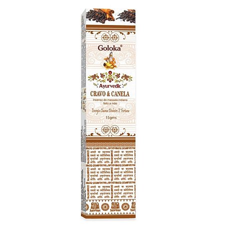 Incenso Goloka Ayurvedic de Massala - Cravo e Canela: Energia Chama Dinheiro e Fortuna