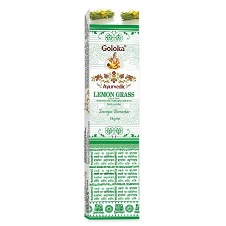 Incenso Goloka Ayurvedic de Massala - Lemon Grass: Energia e Bem Estar