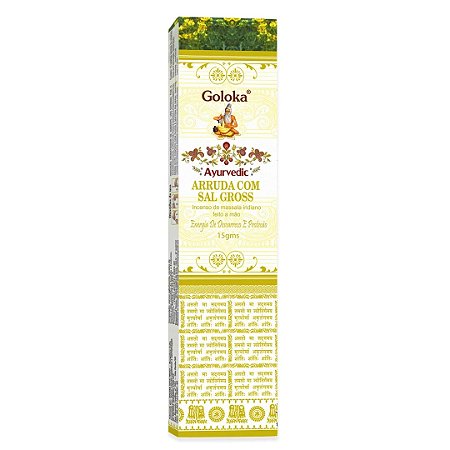 Incenso Goloka Ayurvedic de Massala - Arruda com Sal Grosso: Energia de Descarrego e Proteção