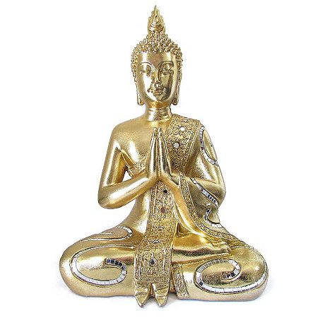 Buda Tibetano Dourado da Sabedoria 34cm