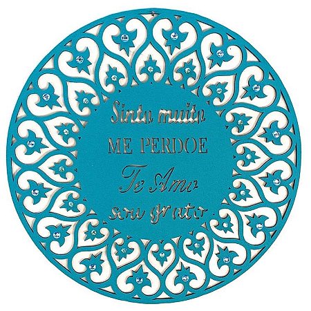 Mandala Ho'oponopono em MDF 24cm - Azul