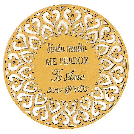 Mandala Ho'oponopono em MDF 24cm - Amarela