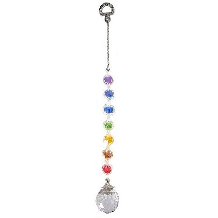 Móbile Cristais dos 7 Chakras com Bola Multifacetada 40mm