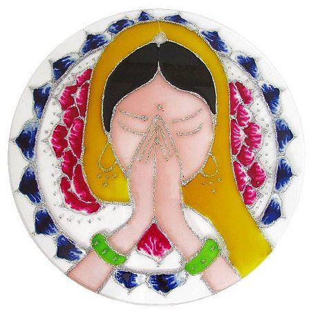 Mandala Namastê Azul e Rosa - G 20cm