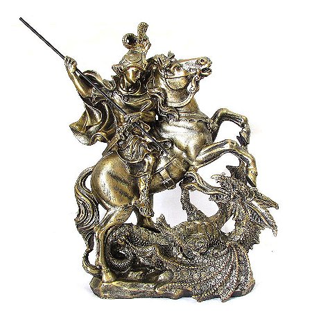 São Jorge com Dragão Dourado 29cm