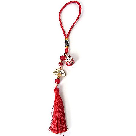 Móbile Manekineko com Leque da Sorte 25cm - Cores Sortidas
