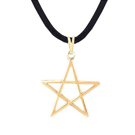 Colar Gargantilha Pentagrama 25mm - Dourado