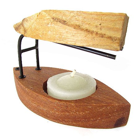 Incensário de Madeira Queimador de Palo Santo 10cm - Canoa
