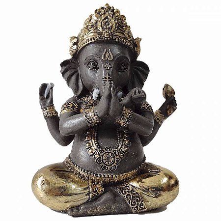 Estátua Ganesha Yoga Prosperidade 14cm - Namastê