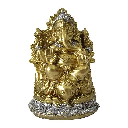 Ganesha Dourado no Trono 13cm