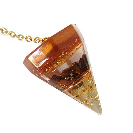Pêndulo de Orgonite com Olho de Tigre e Ouro - Prosperidade
